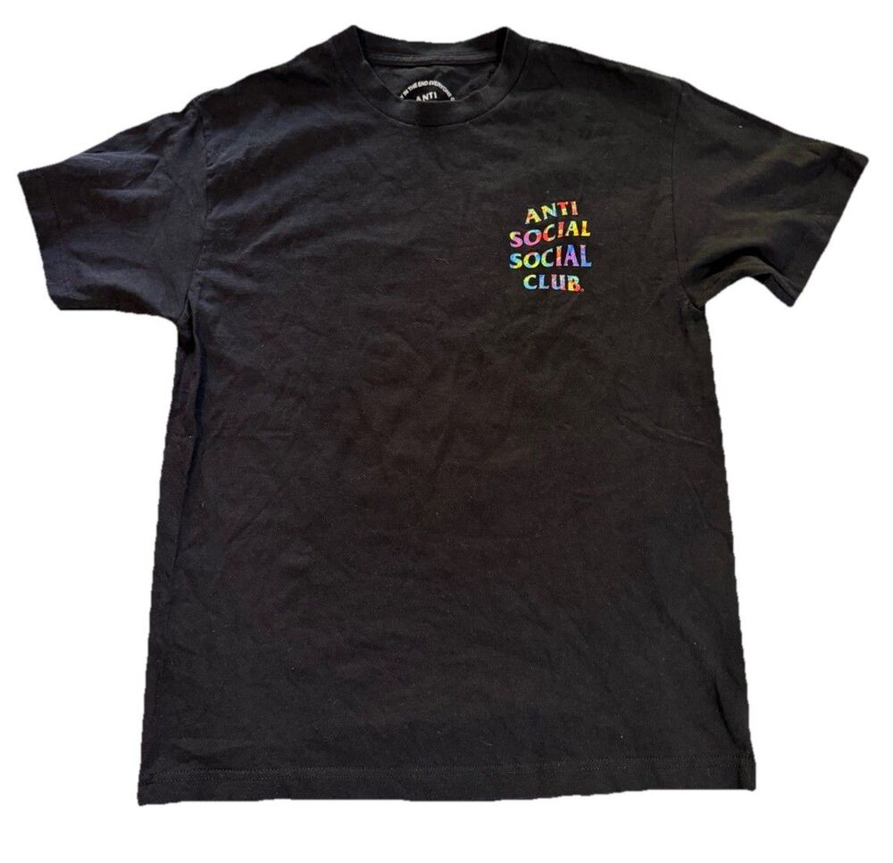 Anti Social Social Club ASSC Mens Medium Black Multicolor Tie Dye Logo T-Shirt